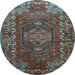 Round Machine Washable Persian Light Blue Traditional Rug, wshtr679lblu