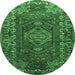 Round Persian Emerald Green Traditional Rug, tr679emgrn