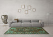 Machine Washable Persian Turquoise Traditional Area Rugs in a Living Room,, wshtr679turq