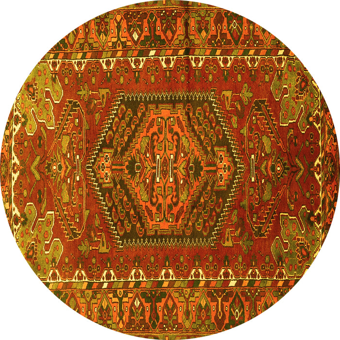 Round Persian Yellow Traditional Rug, tr679yw