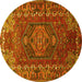 Round Persian Yellow Traditional Rug, tr679yw