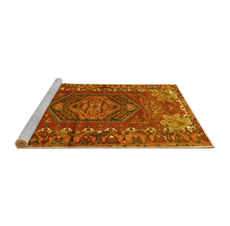 Sideview of Machine Washable Persian Yellow Traditional Rug, wshtr679yw