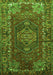 Serging Thickness of Machine Washable Persian Green Traditional Area Rugs, wshtr679grn