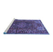 Sideview of Machine Washable Persian Blue Traditional Rug, wshtr679blu