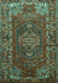 Machine Washable Persian Turquoise Traditional Area Rugs, wshtr679turq