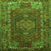 Round Machine Washable Persian Green Traditional Area Rugs, wshtr679grn