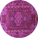 Round Machine Washable Persian Purple Traditional Area Rugs, wshtr679pur