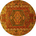 Round Machine Washable Persian Yellow Traditional Rug, wshtr679yw