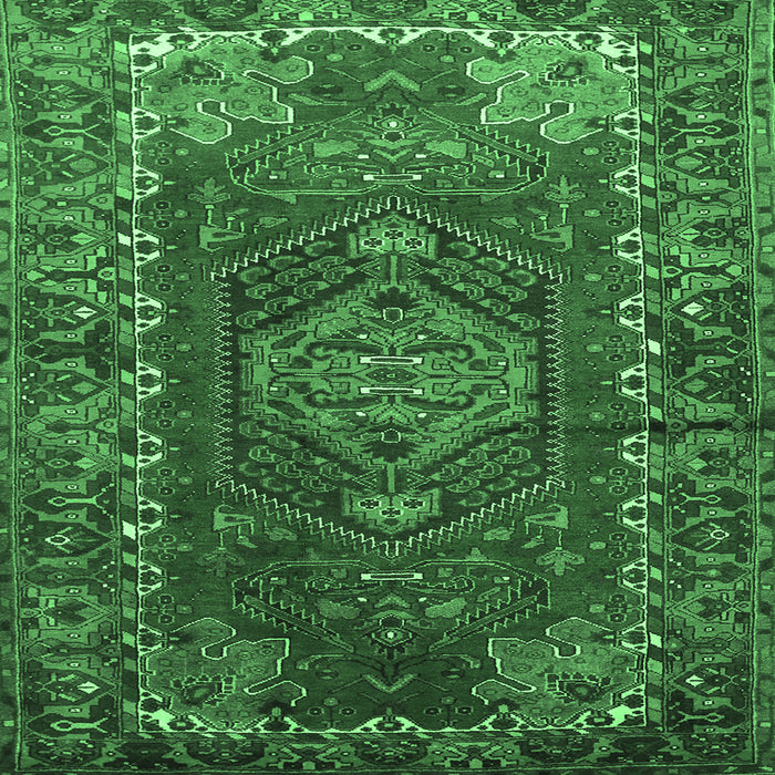 Square Machine Washable Persian Emerald Green Traditional Area Rugs, wshtr679emgrn