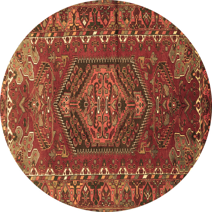 Round Persian Brown Traditional Rug, tr679brn