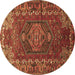 Round Persian Brown Traditional Rug, tr679brn