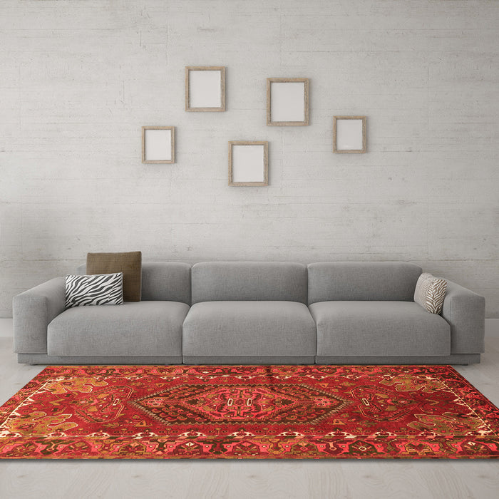 Machine Washable Persian Orange Traditional Area Rugs in a Living Room, wshtr679org