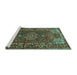 Sideview of Machine Washable Persian Turquoise Traditional Area Rugs, wshtr679turq