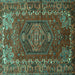 Square Machine Washable Persian Turquoise Traditional Area Rugs, wshtr679turq