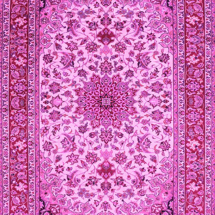 Machine Washable Medallion Pink Traditional Rug, wshtr67pnk