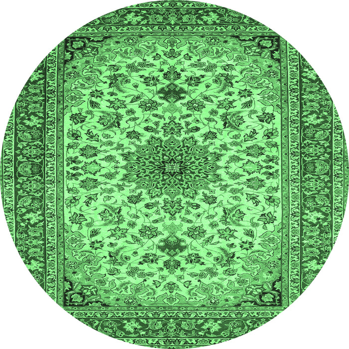 Round Medallion Emerald Green Traditional Rug, tr67emgrn