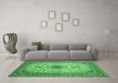 Machine Washable Medallion Emerald Green Traditional Area Rugs in a Living Room,, wshtr67emgrn