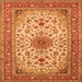 Serging Thickness of Medallion Orange Traditional Rug, tr67org