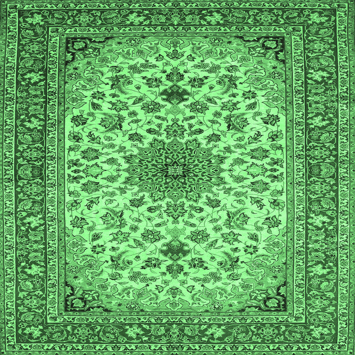 Square Medallion Emerald Green Traditional Rug, tr67emgrn