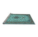 Sideview of Machine Washable Medallion Light Blue Traditional Rug, wshtr67lblu