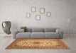 Machine Washable Medallion Brown Traditional Rug in a Living Room,, wshtr67brn