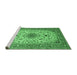 Sideview of Machine Washable Medallion Emerald Green Traditional Area Rugs, wshtr67emgrn