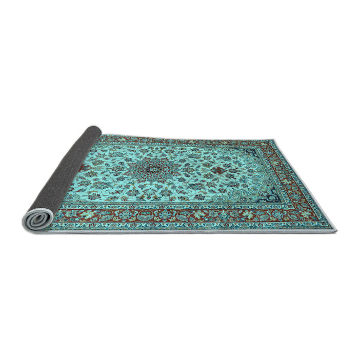 Sideview of Medallion Light Blue Traditional Rug, tr67lblu