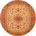 Square Medallion Orange Traditional Rug, tr67org