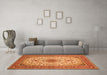 Machine Washable Medallion Orange Traditional Area Rugs in a Living Room, wshtr67org