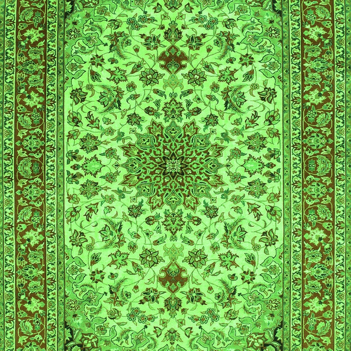 Serging Thickness of Machine Washable Medallion Green Traditional Area Rugs, wshtr67grn