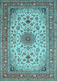 Medallion Light Blue Traditional Rug, tr67lblu