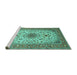 Sideview of Machine Washable Medallion Turquoise Traditional Area Rugs, wshtr67turq