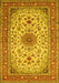 Machine Washable Medallion Yellow Traditional Rug, wshtr67yw