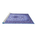 Sideview of Machine Washable Medallion Blue Traditional Rug, wshtr67blu