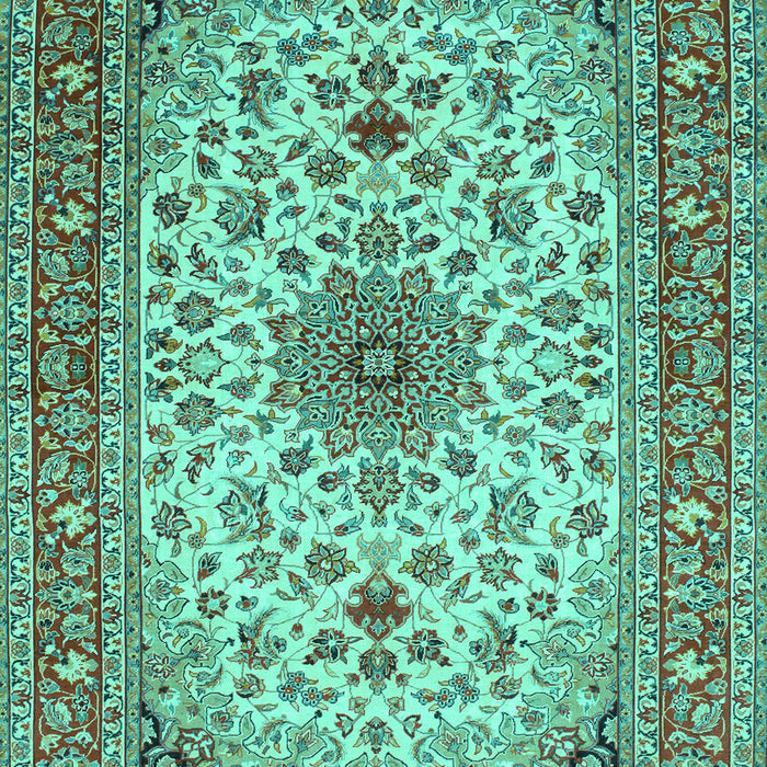 Machine Washable Medallion Turquoise Traditional Area Rugs, wshtr67turq