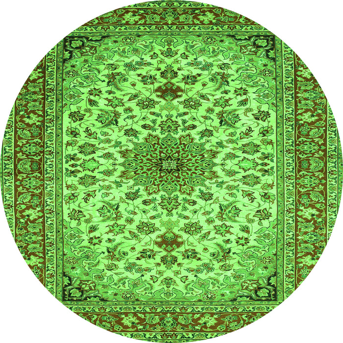 Machine Washable Medallion Green Traditional Area Rugs, wshtr67grn