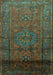 Machine Washable Persian Turquoise Traditional Area Rugs, wshtr680turq