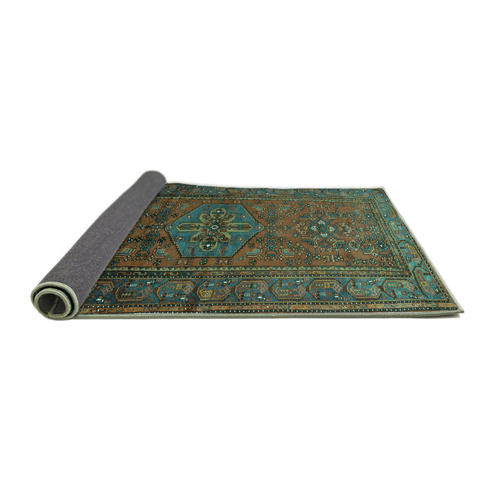 Sideview of Persian Turquoise Traditional Rug, tr680turq