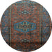 Round Machine Washable Persian Light Blue Traditional Rug, wshtr680lblu