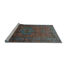 Sideview of Machine Washable Persian Light Blue Traditional Rug, wshtr680lblu
