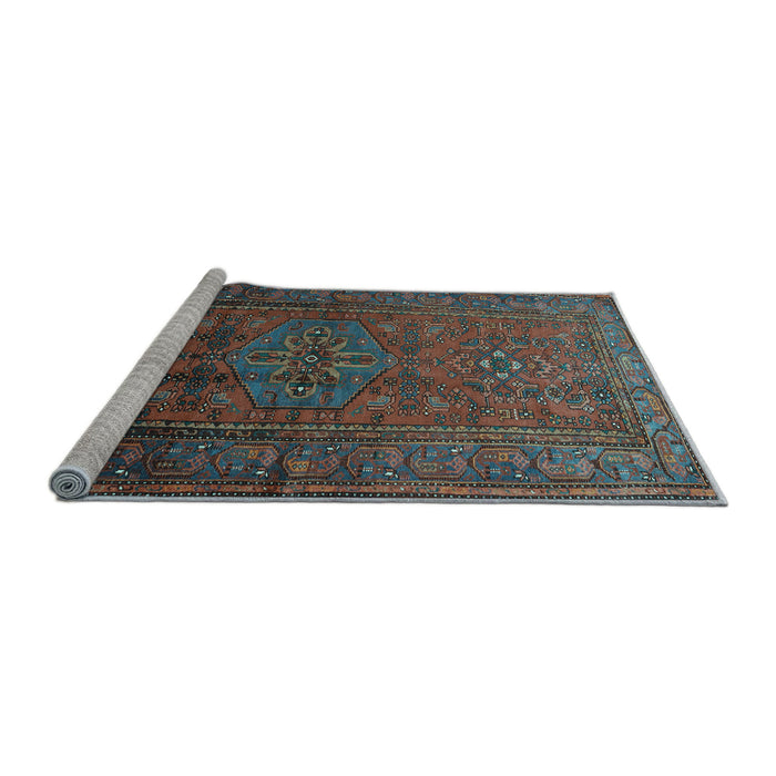 Sideview of Machine Washable Persian Light Blue Traditional Rug, wshtr680lblu