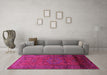 Machine Washable Persian Pink Traditional Rug in a Living Room, wshtr680pnk