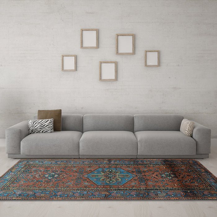Machine Washable Persian Light Blue Traditional Rug in a Living Room, wshtr680lblu