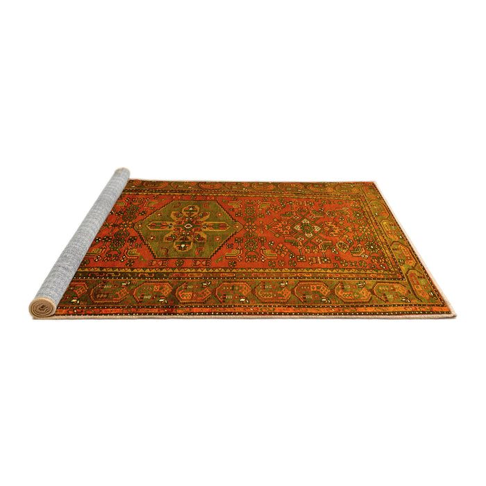 Sideview of Machine Washable Persian Yellow Traditional Rug, wshtr680yw