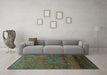 Machine Washable Persian Turquoise Traditional Area Rugs in a Living Room,, wshtr680turq