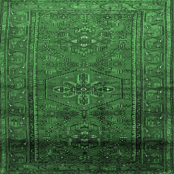 Square Machine Washable Persian Emerald Green Traditional Area Rugs, wshtr680emgrn
