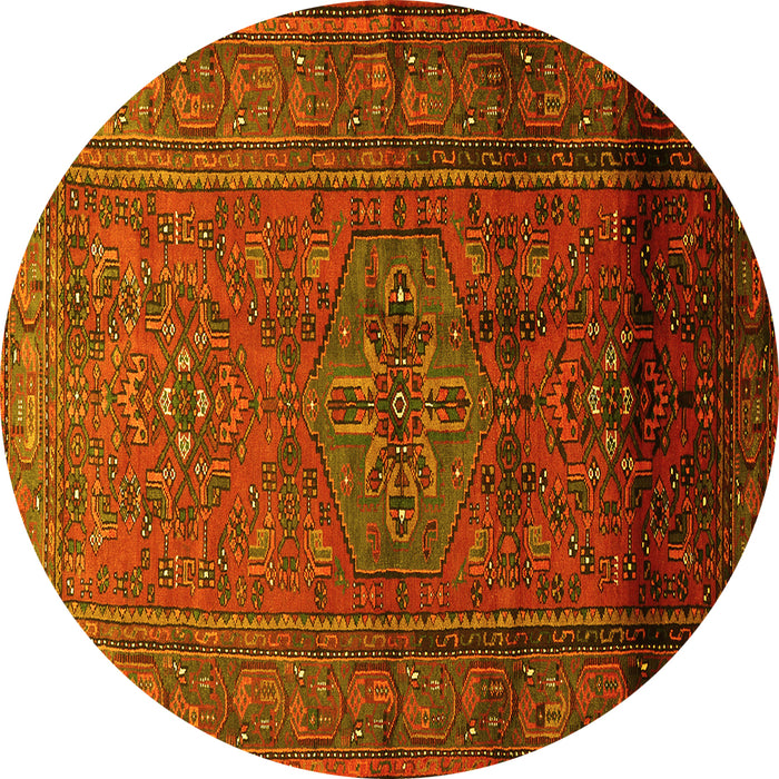 Round Persian Yellow Traditional Rug, tr680yw