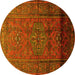 Round Persian Yellow Traditional Rug, tr680yw