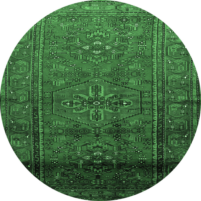 Round Persian Emerald Green Traditional Rug, tr680emgrn
