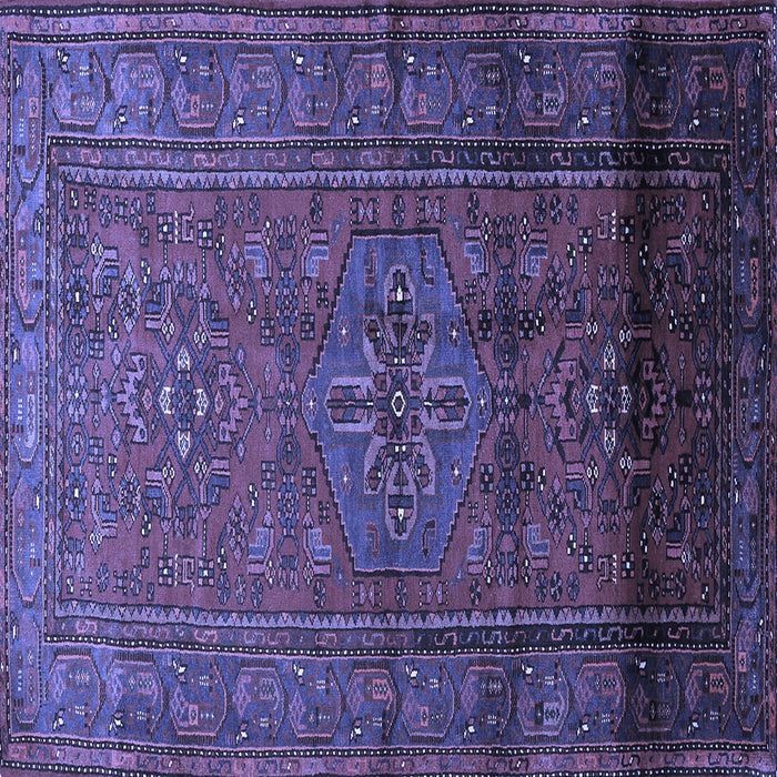 Square Machine Washable Persian Blue Traditional Rug, wshtr680blu